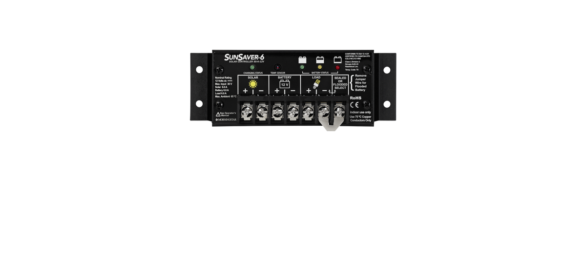 Morningstar SunSaver SS-6-12V PWM Solar Charge Controller (6A / 12V)